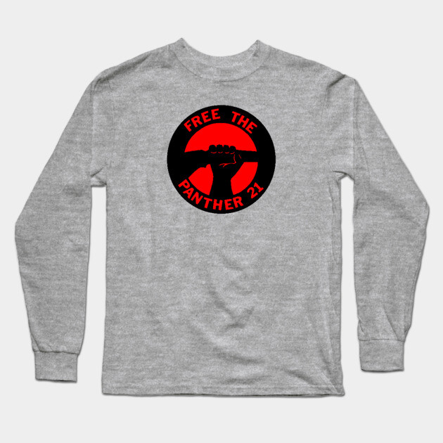 Free The Panther 21 - Retro Button Red Long Sleeve T-Shirt by UrbanLifeApparel