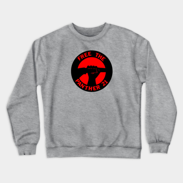 Free The Panther 21 - Retro Button Red Crewneck Sweatshirt by UrbanLifeApparel