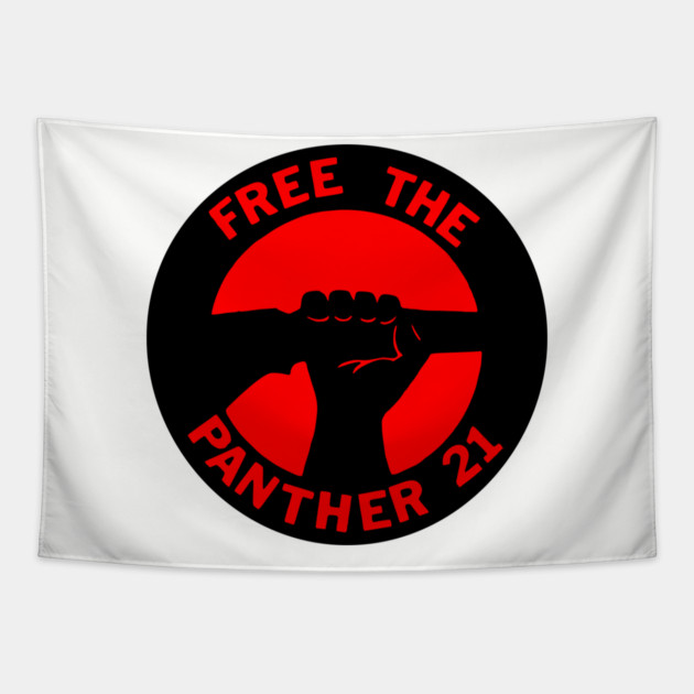 Free The Panther 21 - Retro Button Red Tapestry by UrbanLifeApparel