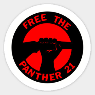 Free The Panther 21 - Retro Button Red Magnet