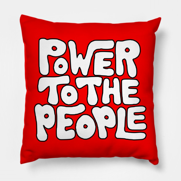 Power To The People - Retro White Pillow by UrbanLifeApparel