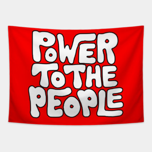 Power To The People - Retro White Tapestry