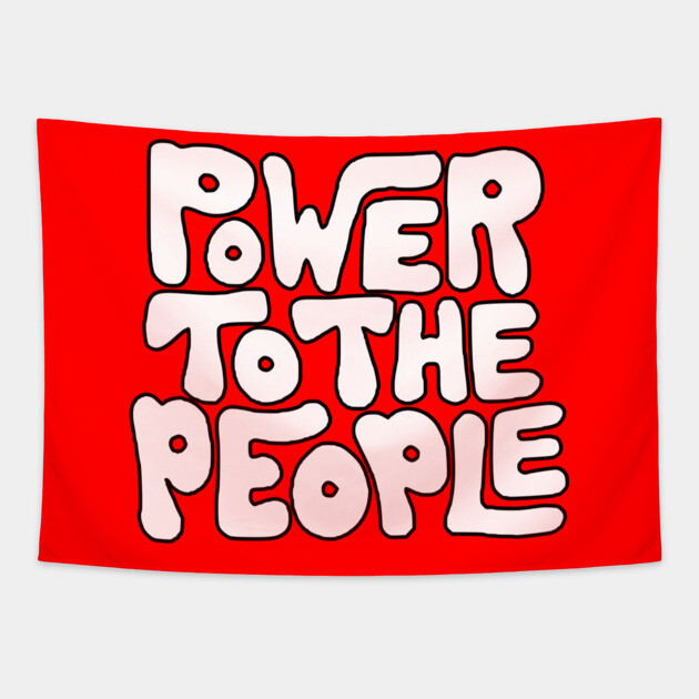 Power To The People - Retro White Tapestry by UrbanLifeApparel