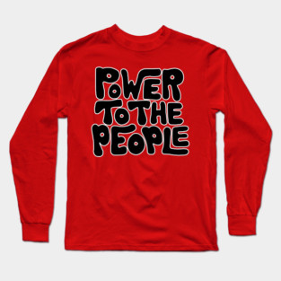 Power To The People - Retro Black Long Sleeve T-Shirt