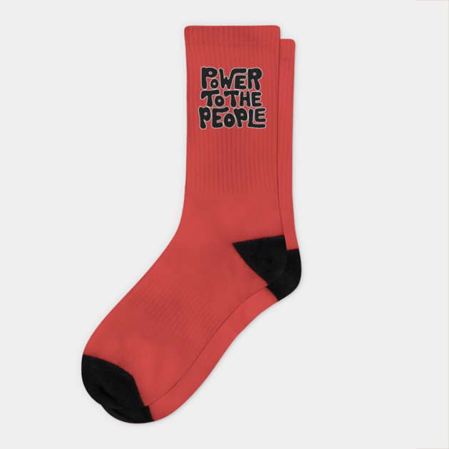 Power To The People - Retro Black Socks by UrbanLifeApparel