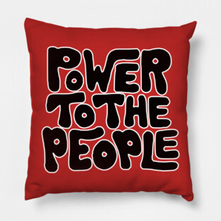 Power To The People - Retro Black Pillow