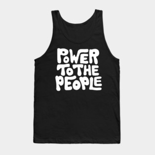 Power To The People - Retro Plain White Tank Top