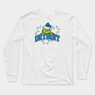 Funny Detroit Lions Grinch Shirts Christmas Detroit Football TShirt F0212 Long Sleeve T-Shirt
