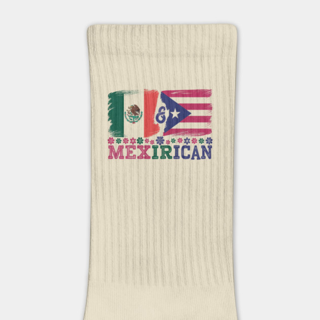 Mexirican Flag Design, Half Puerto Rican, Half Mexican with Puerto Rico Flag by Pixel Threads 