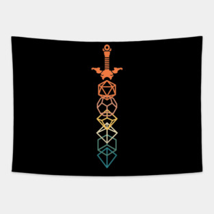 Retro Minimalist RPG Dice Sword Tapestry