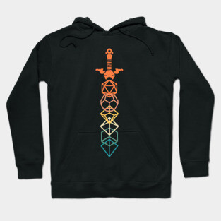 Retro Minimalist RPG Dice Sword Hoodie