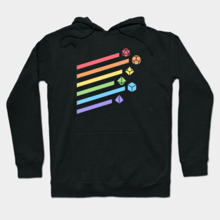 Retro Minimalist RPG Dice Rainbow Hoodie