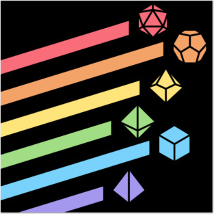 Retro Minimalist RPG Dice Rainbow Posters and Art