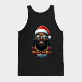 Merry Christmas Bruh - Black Santa Tank Top