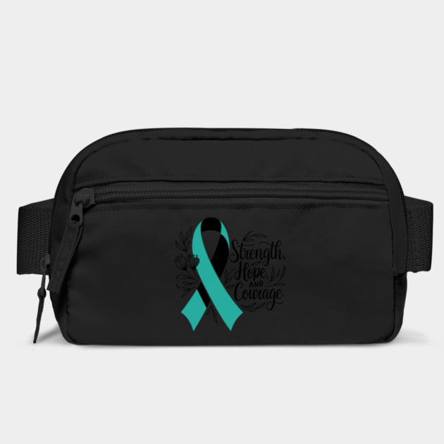 Ovarian Cancer Awareness, Support Fighters, Warriors, Survivors with Teal Ribbon Designs by Pixel Threads 