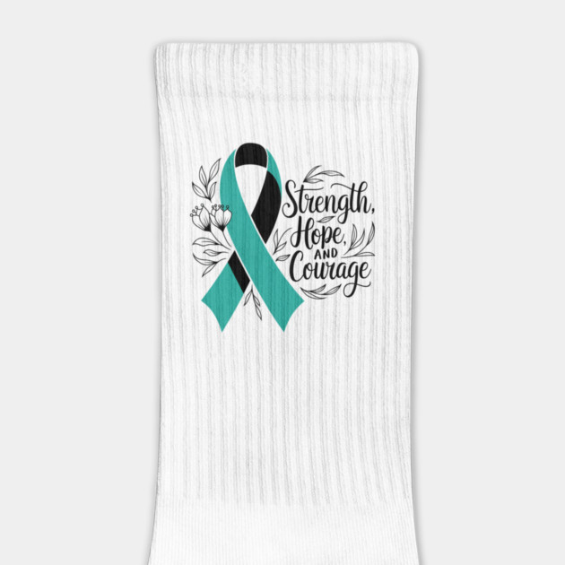 Ovarian Cancer Awareness, Support Fighters, Warriors, Survivors with Teal Ribbon Designs by Pixel Threads 