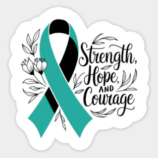 Ovarian Cancer Awareness, Support Fighters, Warriors, Survivors with Teal Ribbon Designs Sticker