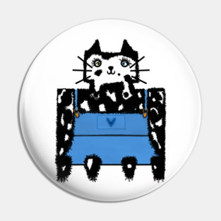 Cow Cat in Overalls Pin