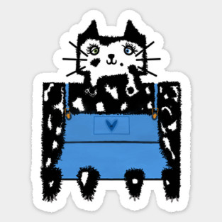 Cow Cat in Overalls Sticker