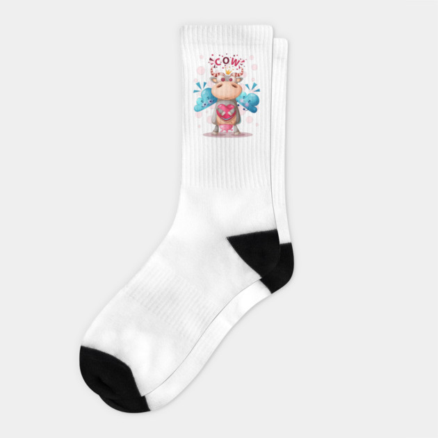 Cute Cow  Adorable Farm Animal Graphic Tee for Cow Lovers Socks by Urbanprint