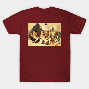Louis Wain Christmas Party Dancing Cats T-Shirt