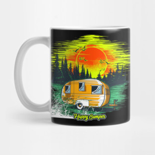 Happy Camper  Fun Outdoor Adventure Graphic Tee Mug