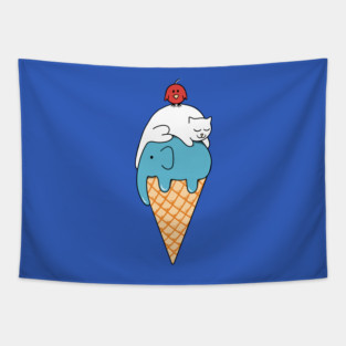 Animal ice cream Tapestry