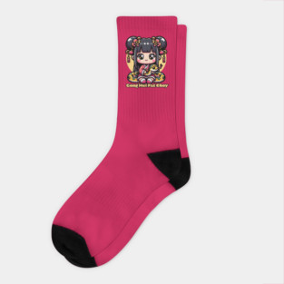 Kawaii Chinese New Year Snake and Girl Socks