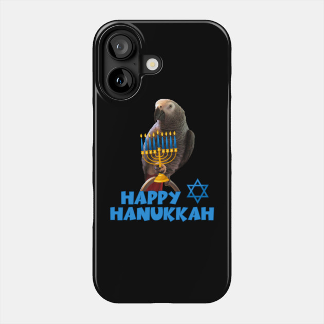 Einstein parrot Happy Hanukkah Phone Case by Einstein Parrot