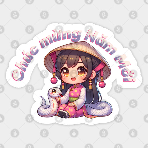 Vietnamese New Year Girl & Snake Sticker by HolidayBug