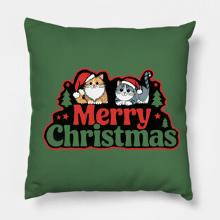 Merry Christmas with Cats Pillow