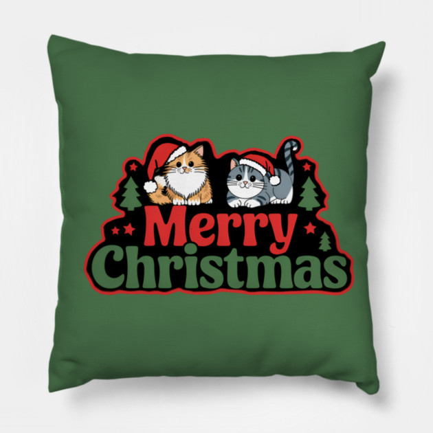 Merry Christmas with Cats Pillow by Pete the Cat Guy