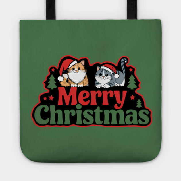 Merry Christmas with Cats Tote by Pete the Cat Guy