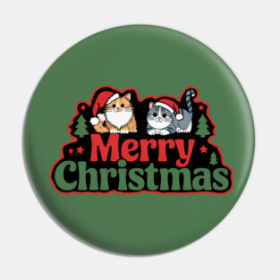 Merry Christmas with Cats Pin