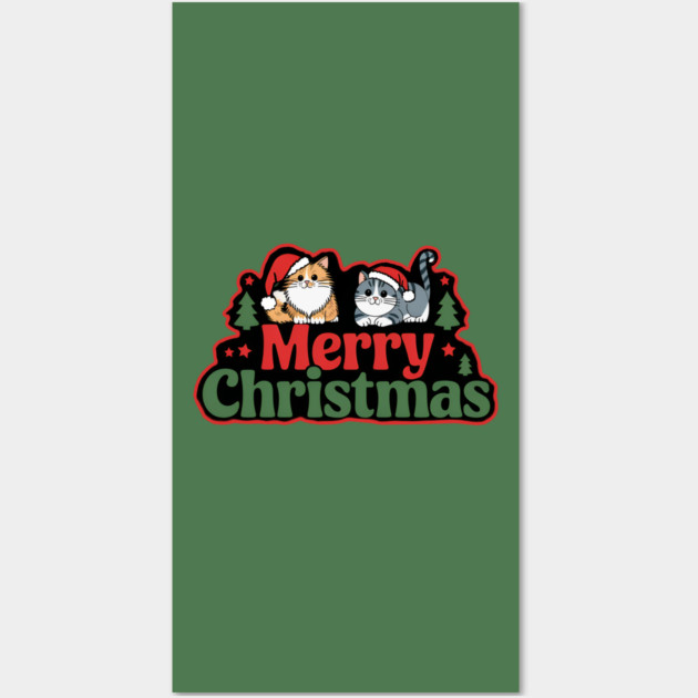 Merry Christmas with Cats Wall Art by Pete the Cat Guy