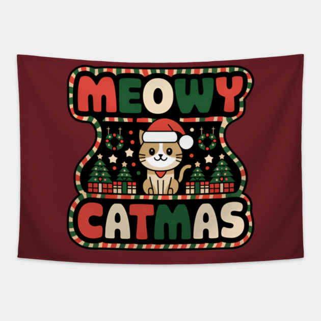 MEOWY CATMAS Tapestry by Pete the Cat Guy