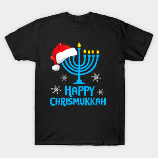 Happy Chrismukkah Santa Hat Christmas Hanukkah Sleep T-Shirt