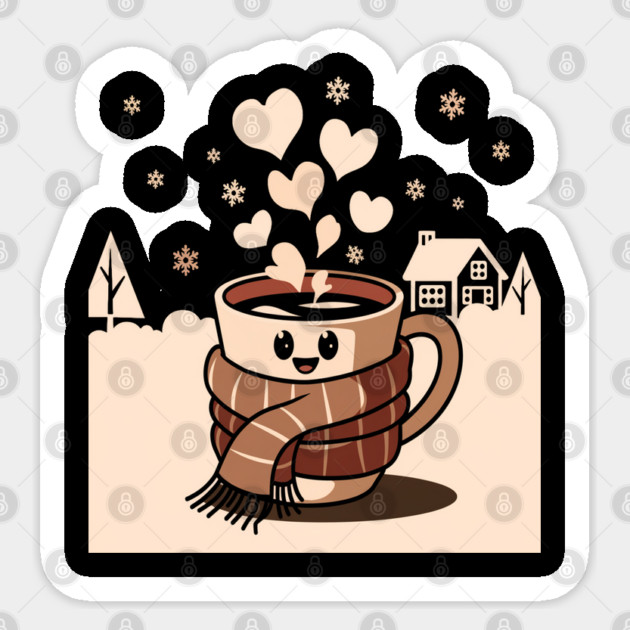 Hot Cocoa Weather, Cozy Winter Design Sticker by Pixel Threads 