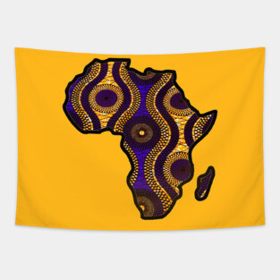 Purple Gold Africa Map Tapestry