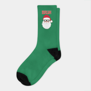 Merry Christmas Bruh Meme Funny Santa Claus Head Socks