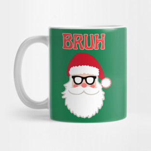 Merry Christmas Bruh Meme Funny Santa Claus Head Mug