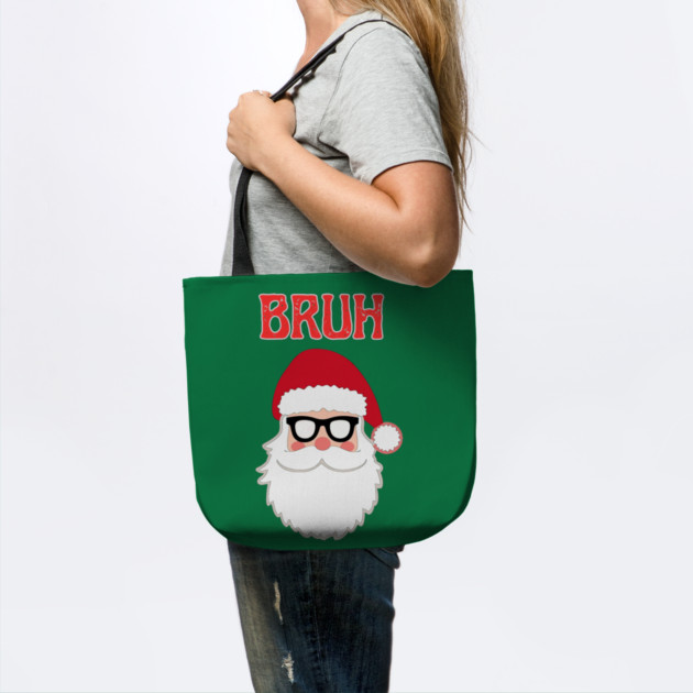 Merry Christmas Bruh Meme Funny Santa Claus Head by Creatifly Graphic Tees