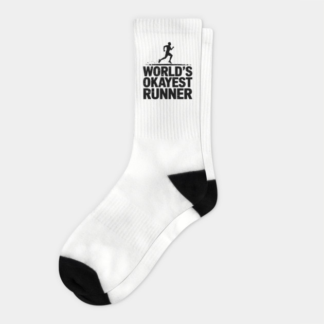 World's Okayest Runner Jogging Fitness Sarcasm Socks by Anticorporati