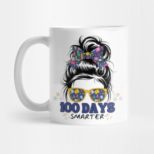 100 Days Smarter Messy Bun Girl Mug
