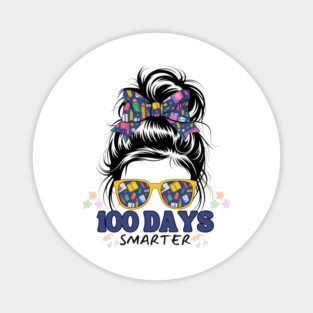 100 Days Smarter Messy Bun Girl Magnet