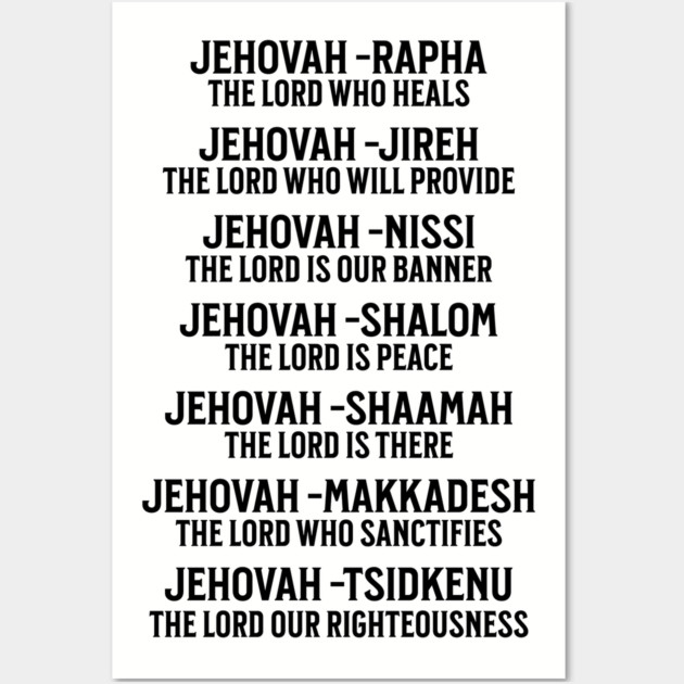 Jehovah - Names of God Black Wall Art by UrbanLifeApparel
