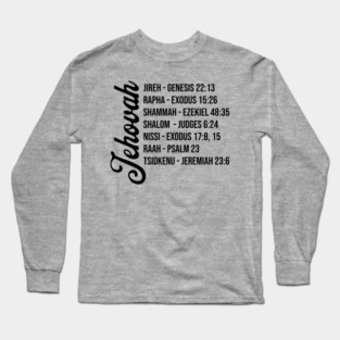 Jehovah - Names and Bible Verses Black Long Sleeve T-Shirt