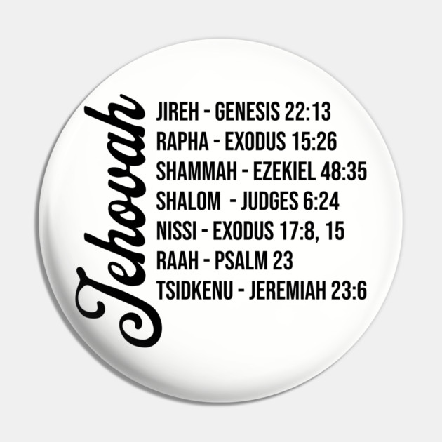Jehovah - Names and Bible Verses Black Pin by UrbanLifeApparel