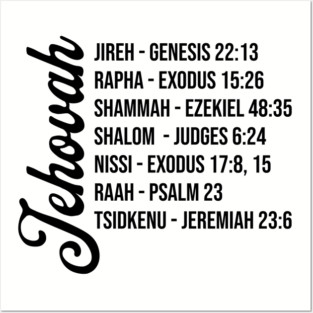 Jehovah - Names and Bible Verses Black Posters and Art
