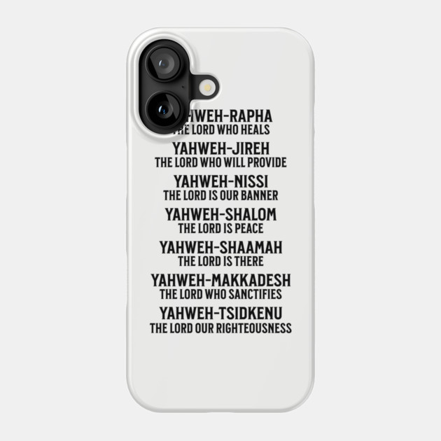 Yahweh - Names of God Black Phone Case by UrbanLifeApparel